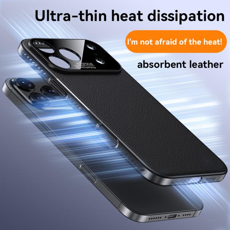 Soft Armor MagSafe Cooling Plain Leather Hybrid PC Phone Case, For iPhone 17 Pro Max, For iPhone 17 Pro, For iPhone 17, For iPhone Air