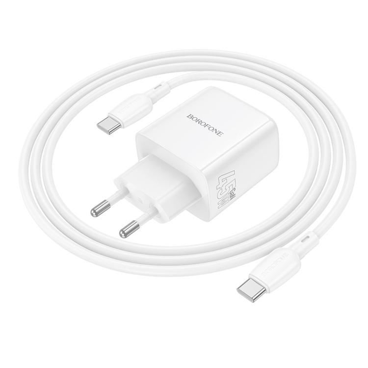 Borofone BN30 Fuente PD45W Type-C + QC 3.0 USB Charger with 1m Type-C to Type-C Cable, EU Plug