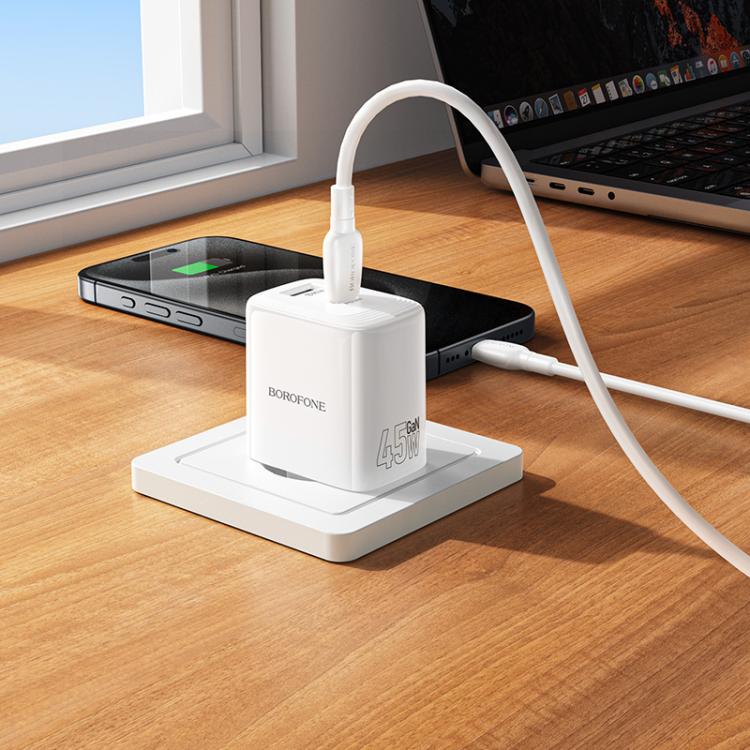 Borofone BN30 Fuente PD45W Type-C + QC 3.0 USB Charger with 1m Type-C to Type-C Cable, EU Plug