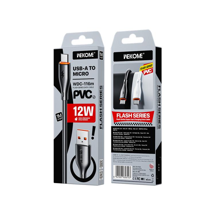 WK WDC-116m 12W USB to Micro USB Fast Charging Data Cable, Length: 1m