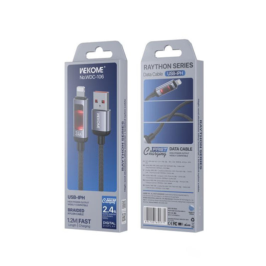 WK WDC-106 2.4A Intelligent Digital Display USB to 8 Pin Fast Charging Data Cable, Length: 1.2m, WDC-106