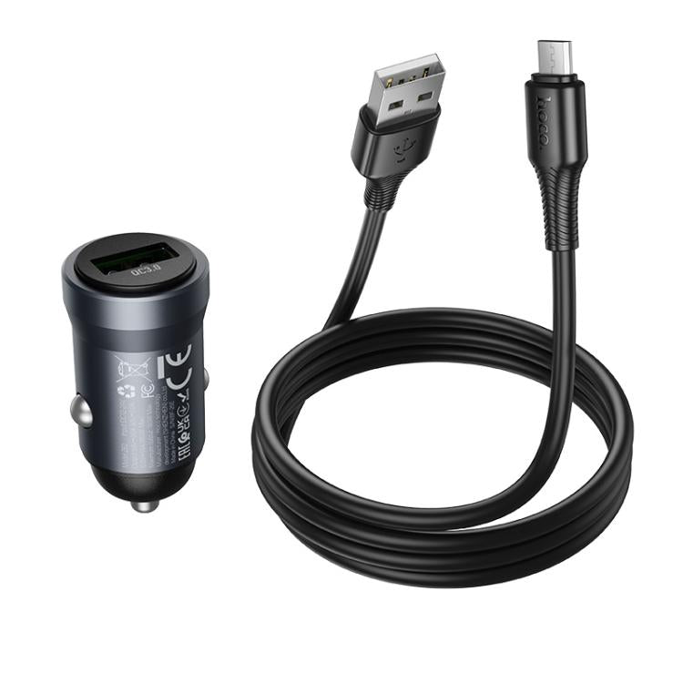 hoco Z62 Energy QC3.0 18W USB-A Single Port Car Charger Set with USB to Micro USB Cable
