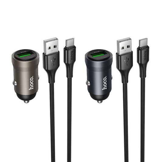 hoco Z62 Energy QC3.0 18W USB-A Single Port Car Charger Set with USB to USB-C / Type-C Cable
