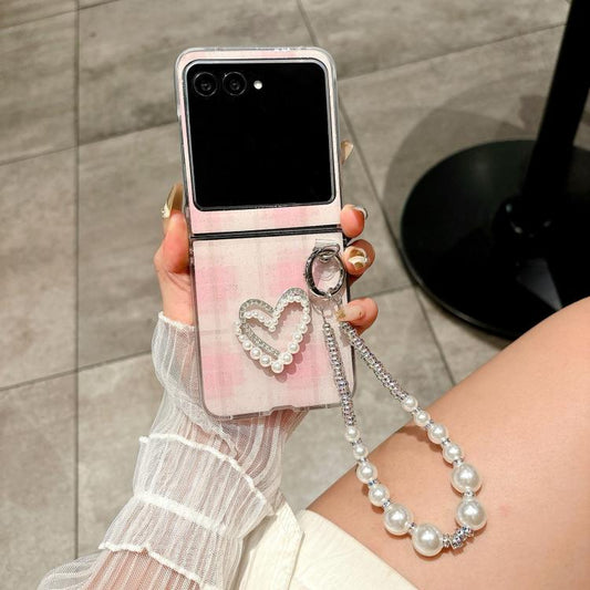 Glitzer-Punkt-DIY-Herz-Handyhülle mit Armband, für Motorola Razr 60 Ultra, für Motorola Razr 60 / Razr 50