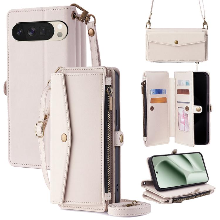 Zipper Wallet Side Buckle Crossbody Lanyard Leather Phone Case, For Google Pixel 10a, For Google Pixel 10 Pro XL, For Google Pixel 10