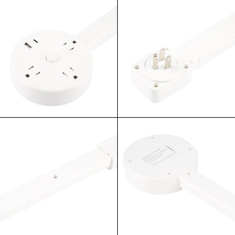US Plug Round Power Outlet Extender Power Socket Extension Tool with USB / Type-C Fast Charging