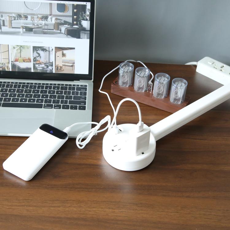 US Plug Round Power Outlet Extender Power Socket Extension Tool with USB / Type-C Fast Charging