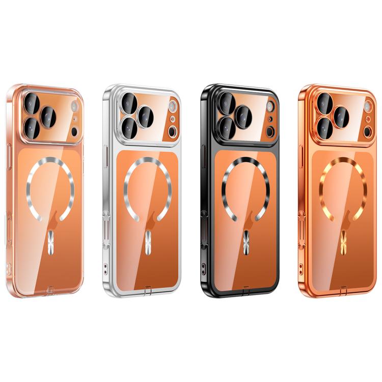 Plating Paint TPU MagSafe Phone Case with Dust Plug & Lens Film, For iPhone 16 Pro Max, For iPhone 16 Pro, For iPhone 16, For iPhone 15 Pro Max, For iPhone 15 Pro, For iPhone 15