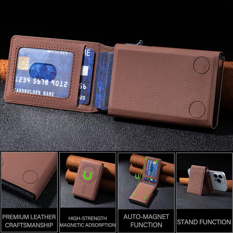 BFK32 Embossed Prismatic MagSafe Magnetic Leather Card Bag