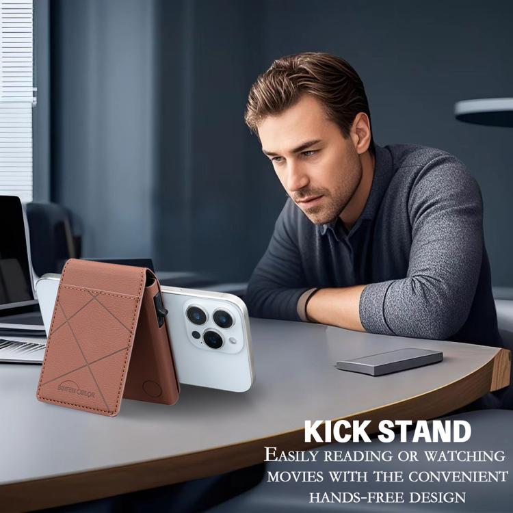 BFK32 Embossed Prismatic MagSafe Magnetic Leather Card Bag