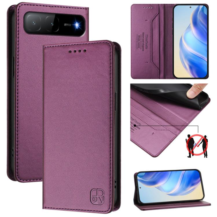 RC01 Dual-Folded Magnetic Suction RFID Leather Phone Case, For Tecno Spark Go 5G 2025 / Hot 60i 5G