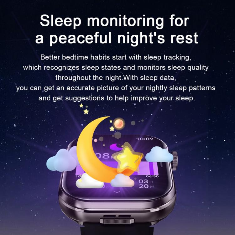 T99 2.02 inch Square Screen 2 in 1 Bluetooth Earphone IP67 Waterproof Smart Watch, Supports Blood Oxygen Monitoring