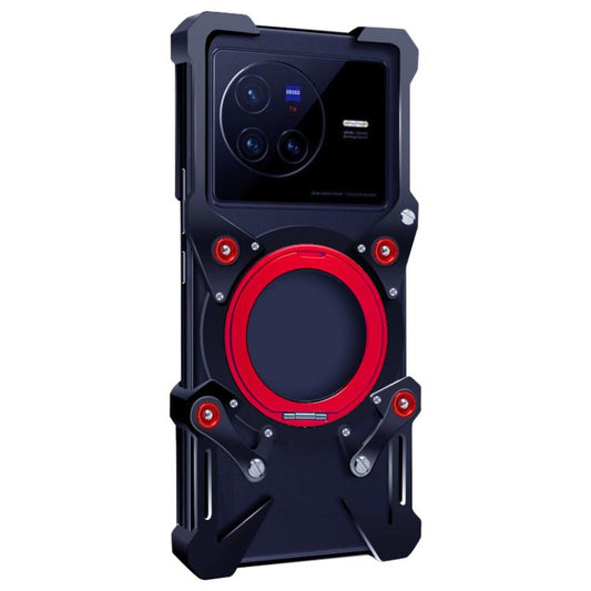 Rotating Bracket Hollow Metal Phone Case with Lanyard, For vivo X80