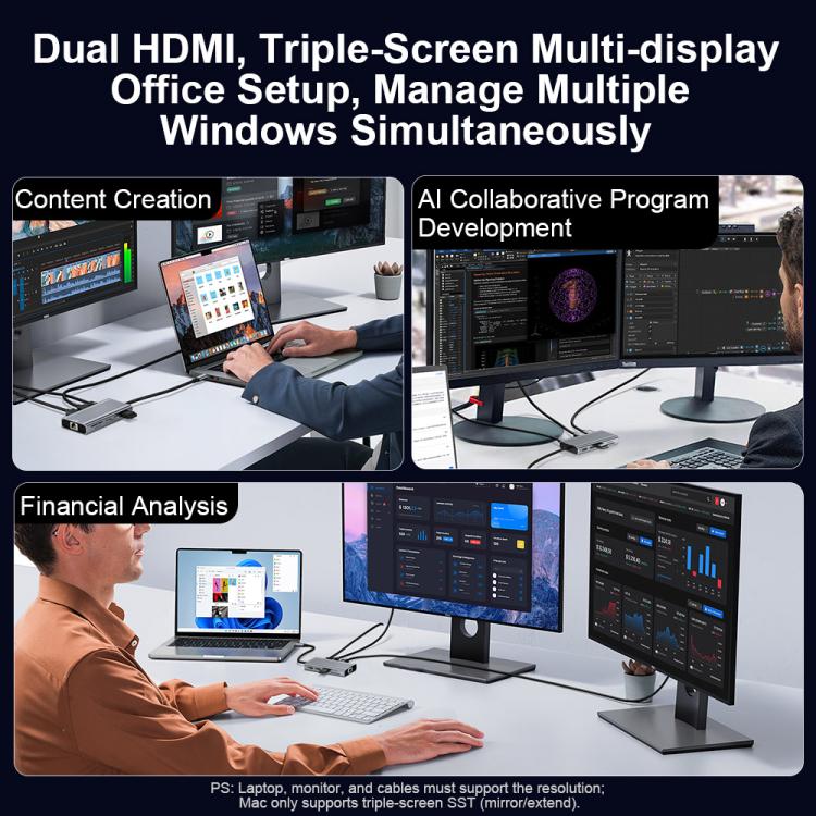 HDMI 4K 60Hz Type-C 10 in 1 HUB Docking Station