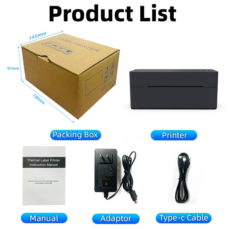 POS-9260 Thermal Label & Barcode Printer, AU Plug, EU Plug, US Plug, UK Plug