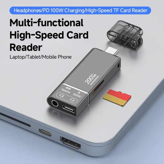 200MB 4 in 1 3.5mm+PD Overclocking Multi-functional High-speed Card Reader