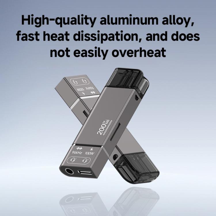 200MB 4 in 1 3.5mm+PD Overclocking Multi-functional High-speed Card Reader