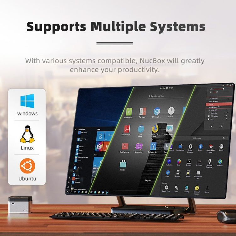 GMK NucBox Windows 10 System Mini PC, Intel Celeron J4125 Quad Core 64bit 14nm 2GHz-2.7GHz, Support WiFi & Bluetooth & RJ45,, 8GB+128GB,EU Plug