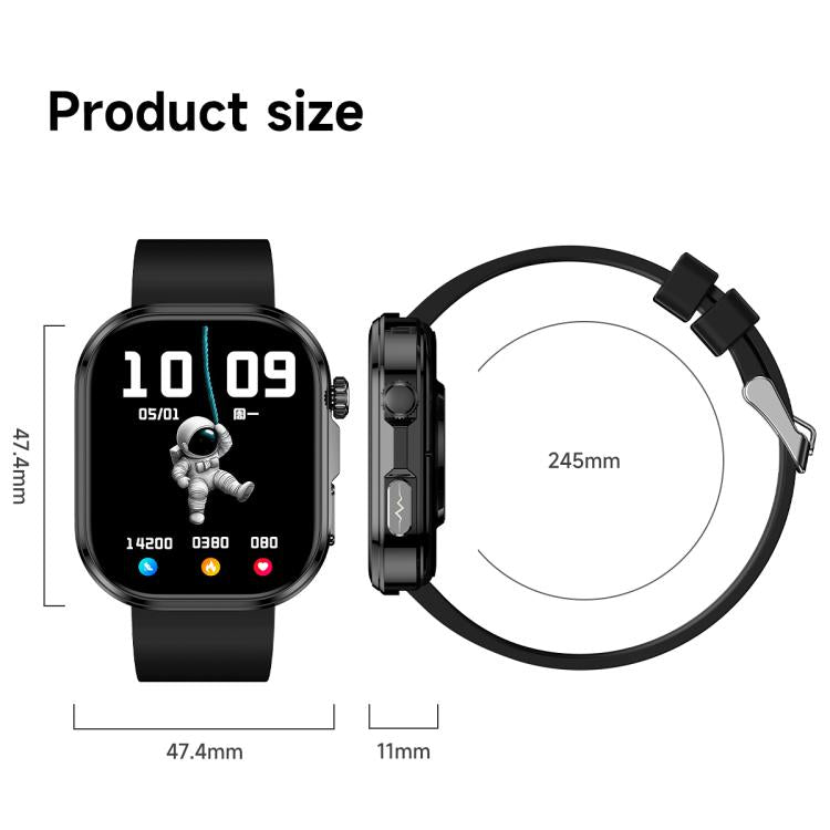 GE52 1.88-inch Full Touch HD Screen BT Call Smart Watch Silicone Strap, Supports Health Monitoring