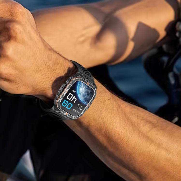 HT38 2.01 inch IPS Square Screen Smart Sports Watch Supports Bluetooth Call, Health Monitoring, LED Flashlight