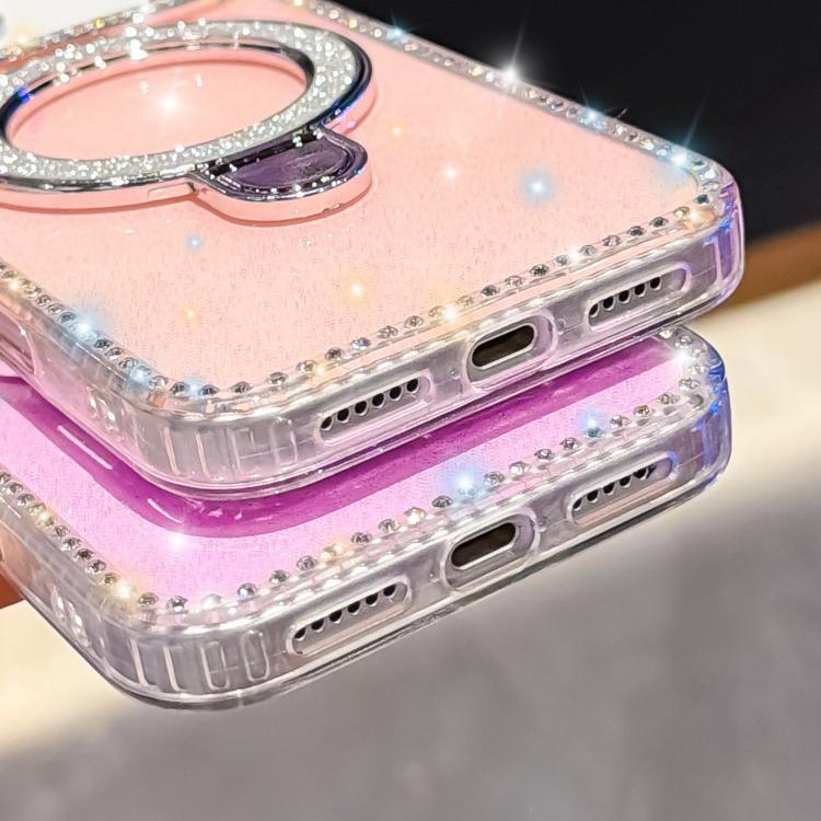Rhinestone Glitter Kickstand Dual-side IMD Phone Case, For iPhone 13