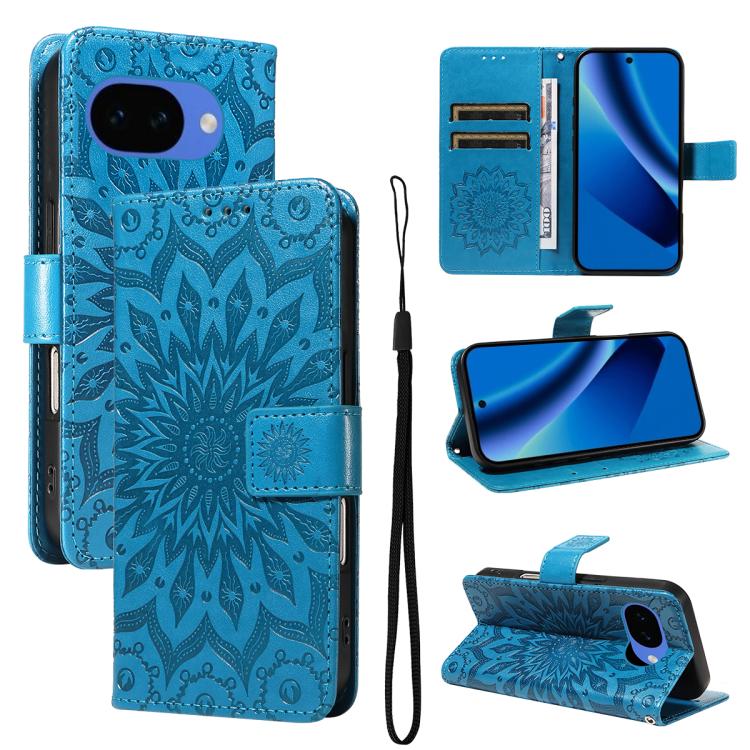 Embossed Sunflower Pattern Flip Leather Phone Case, For Google Pixel 10a