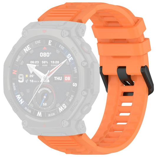 xDfind Solid Color Black Buckle Silicone Watch Band, For Amazfit T-Rex 3 Pro 48mm