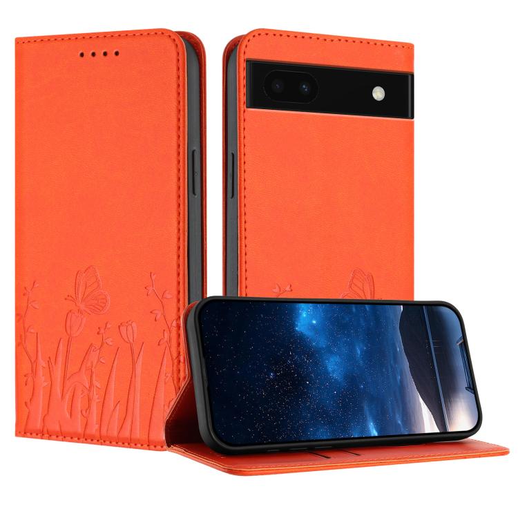 Tulips Butterfly Pattern Magnetic Vegan Leather Phone Case, For Google Pixel 7a, For Google Pixel 7 Pro, For Google Pixel 7, For Google Pixel 6a