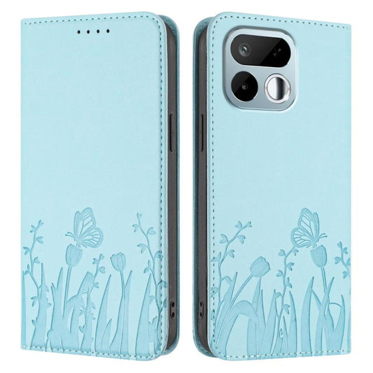 Tulips Butterfly Pattern Magnetic Vegan Leather Phone Case, For Realme 16T 5G, For Realme C100 4G, For Realme P4 Power 5G, For Realme Note 80 4G, For Realme Neo8 5G, For Realme 16 5G, For Realme 16 Pro+ 5G, For Realme 16 Pro 5G, For Realme GT 8 Pro Global