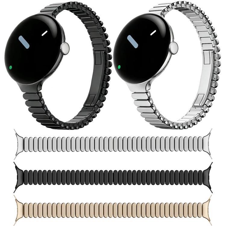 Slim Oval One Bead Butterfly Buckle Stainless Steel Watch Band, For Google Pixel Watch 4 / 3 / 2 / 1 41mm