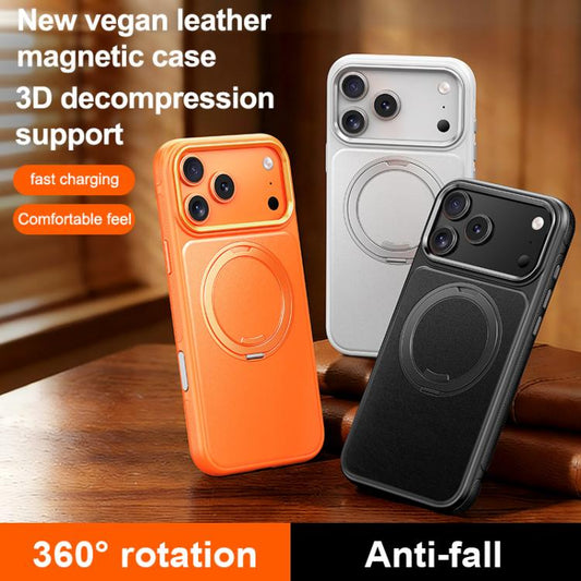 Leather Texture 360 Degrees Rotating Magnetic Holder Phone Case, For iPhone 18 Pro, For iPhone 18 Pro Max, For iPhone 17 Pro Max, For iPhone 17 Pro, For iPhone 17, For iPhone Air, For iPhone 16 Pro Max, For iPhone 16 Pro, For iPhone 16 Plus, For iPhone 16