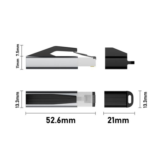 1000Mbps RJ45 to USB-C / Type-C Adapter with Keychain Cap