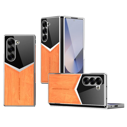 Étui de téléphone contrasté en cuir végétalien à grain de bois avec film protecteur d'écran, pour Samsung Galaxy Z Fold7 5G, pour Samsung Galaxy Z Fold6 5G, pour Samsung Galaxy Z Fold5 5G, pour Samsung Galaxy Z Fold4 5G, pour Samsung Galaxy Z Fold3 5G
