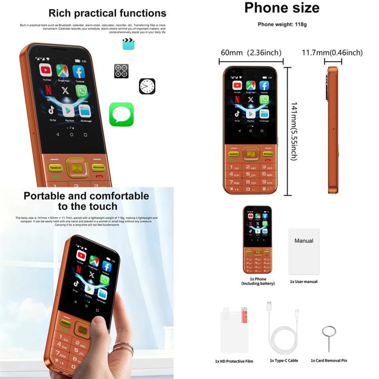 A001 / 17MP, 2GB+16GB, 2.8 inch Android 8.1 MTK6737 Quad Core, Network: 4G, Dual SIM, A001 / 17MP