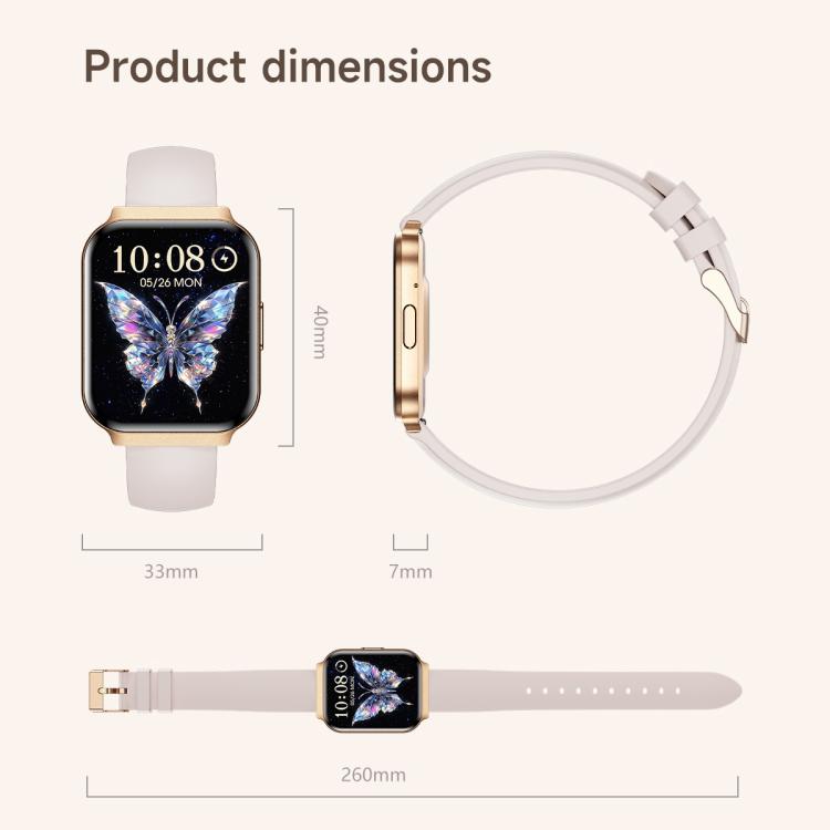 QS06 1.75 inch Square Screen Ultra-Thin Smart Calling Watch, Support Health Monitoring, Gold Silicone Strap, Pink Silicone Strap, Starlight Silicone Strap, Dark Gray Silicone Strap, Dark Gray Steel Strap, Gold Steel Strap