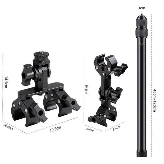 Universal Action Camera Bicycle Handlebar Clamp Holder Extension Rod, With Rod & Dual-Leg Crab & Dual-Head Crab Clamp, With 2 x Dual-Head-Crab Clamp, With Rod & Dual-Head-Crab & Single-Crab Clamp