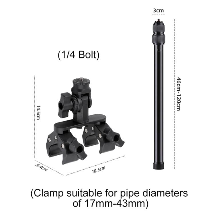 Universal Action Camera Bicycle Handlebar Clamp Holder Extension Rod, With Rod & Dual-Leg Crab & Dual-Head Crab Clamp, With 2 x Dual-Head-Crab Clamp, With Rod & Dual-Head-Crab & Single-Crab Clamp