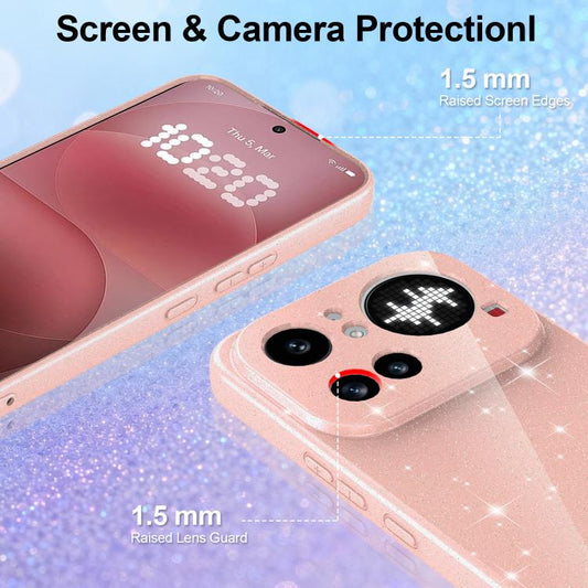 Fine Hole Glossy Glitter Magnetic TPU Phone Case with Same Color Hand Strap, For Nothing Phone 4a Pro, For Nothing Phone 4a, For Nothing Phone 3a Lite, For Nothing Phone 3, For Nothing CMF Phone 2 Pro, For Nothing Phone 3a, For Nothing Phone 3a Pro