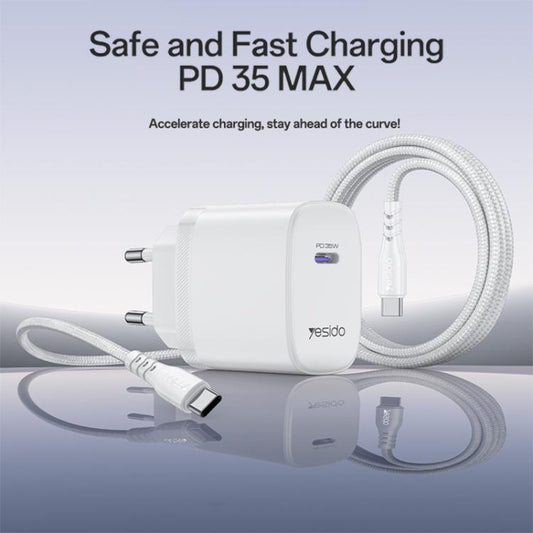 Yesido YC107 PD35W USB-C / Type-C Single Port Fast Charger Set with Type-C to Type-C Cable, YC107