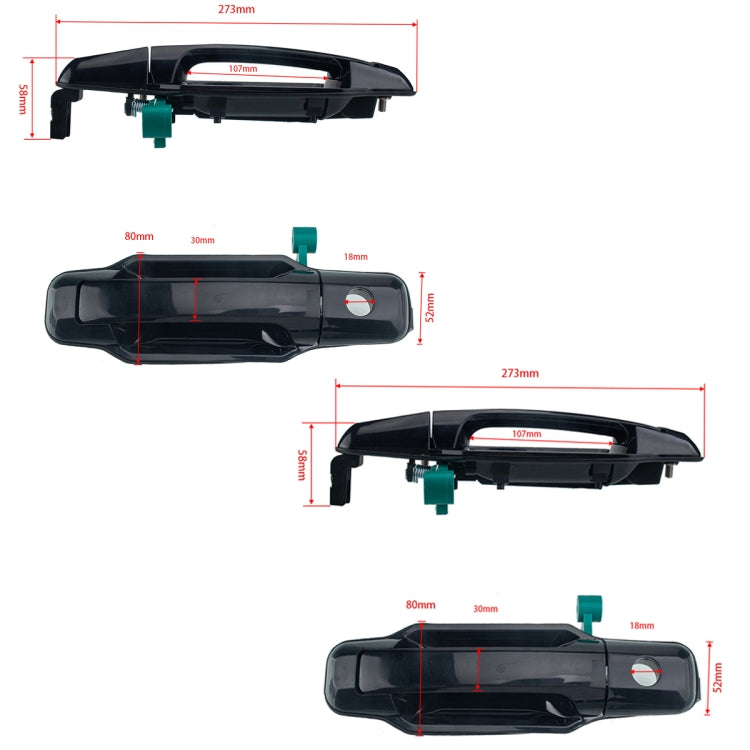 4 PCS Car Door Outside Handle 82650-3E010 for KIA Sorento 2003-2006, 4 PCS