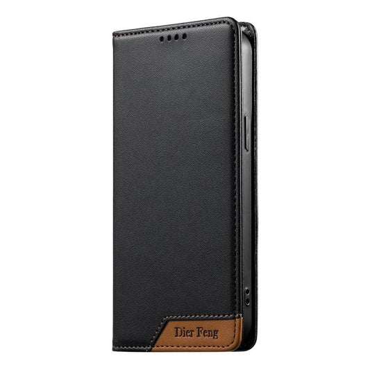 Dierfeng Splicing Strong Magnetic RFID Vegan Leather Phone Case, For Realme 16T 5G, For Realme C100 4G, For Realme C83 5G, For Realme 16 5G, For Realme 16 Pro+ 5G, For Realme 16 Pro 5G, For Realme C85 5G / 15x 5G, For Realme C85 Pro 4G, For Realme 15T ...
