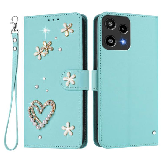 ZS01 Double-Layer Heart Floral Vegan Leather Phone Case with Wrist Strap, For Nothing Phone 3a Lite, For Nothing Phone 3, For Nothing CMF Phone 2 Pro, For Nothing Phone 3a, For Nothing Phone 3a Pro, For Nothing CMF Phone 1, For Nothing Phone 2a