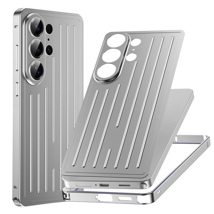 Seahorse Buckle Alloy Frame Minimalist Luggage Pattern Metal Back Phone Case, For Samsung Galaxy S26 Ultra 5G