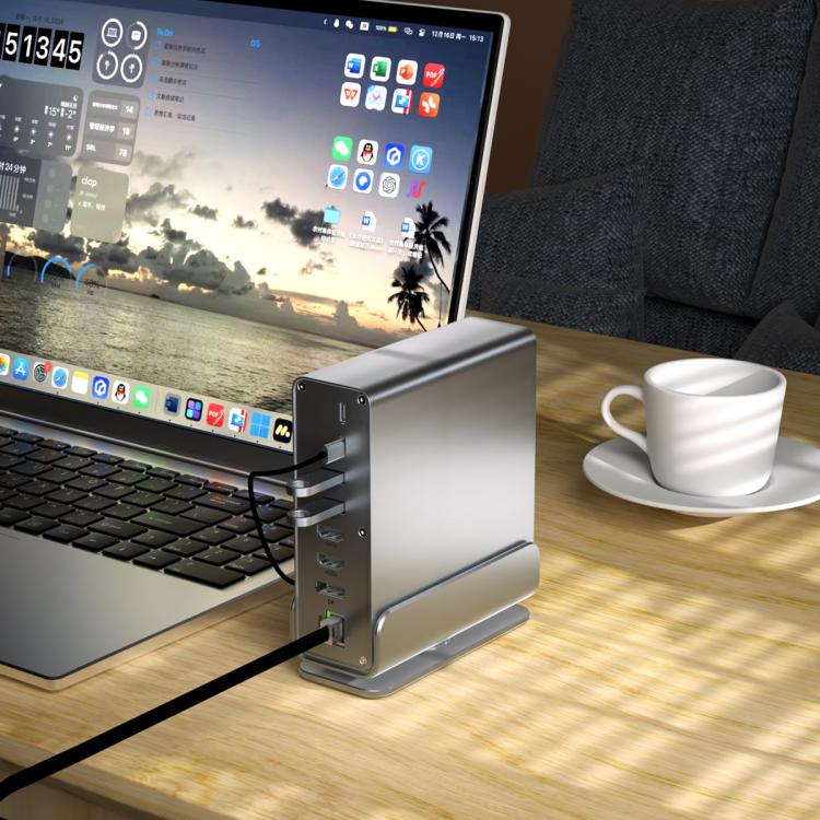 2519 15 in 1 Gigabit Ethernet Port MST Dual HD DisplayPort Desktop Vertical Type-C HUB Docking Station