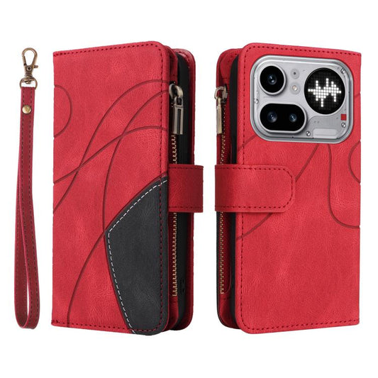 Dual-color 9 Card Slots Zipper Wallet Leather Phone Case, For Nothing Phone 4a Pro, For Nothing Phone 4a