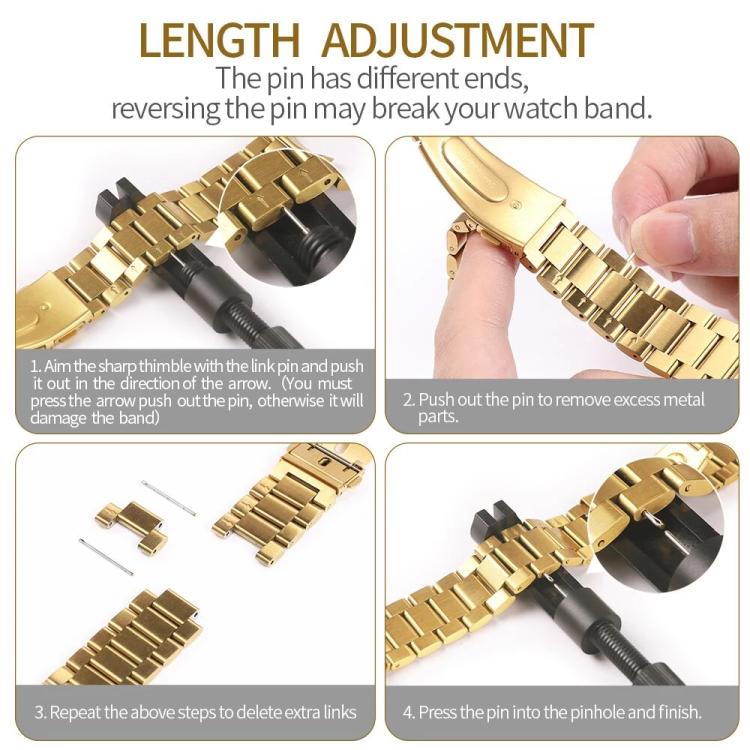 Tri-Beads Stainless Steel Watch Band with Film Integrated PC Case and Strap Link Remover Set, For Samsung Galaxy Watch7 44mm, For Samsung Galaxy Watch7 40mm, For Samsung Galaxy Watch6 44mm, For Samsung Galaxy Watch6 40mm, For Samsung Galaxy Watch5 44mm...