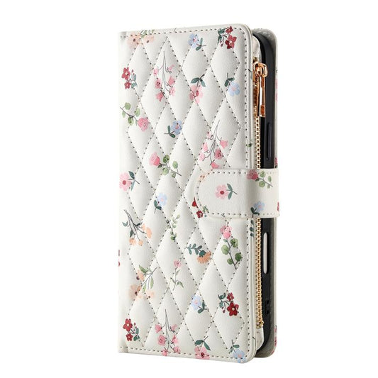 Flower Pattern Zipper Wallet Vegan Leather Phone Case with Lanyard, For Google Pixel 10 Pro XL / 9 Pro XL, For Google Pixel 10 / 10 Pro / 9 / 9 Pro