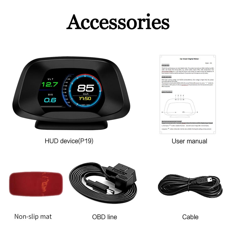 P19 Car HUD Head-up Display GPS Speed Meter Car OBD2 Fault Elimination Code, P19