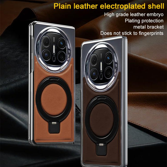 Handyhülle aus galvanisiertem veganem Leder mit faltbarem Bildschirmhalter, für Huawei Mate X6, für Huawei Mate X5, für Huawei Mate X3