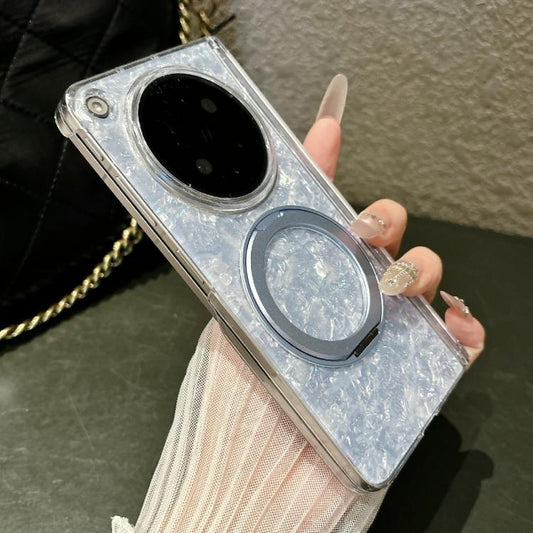 Gilded Shell Pattern Axial Magnetic Phone Case with 360 Holder, For OPPO Find N6 5G